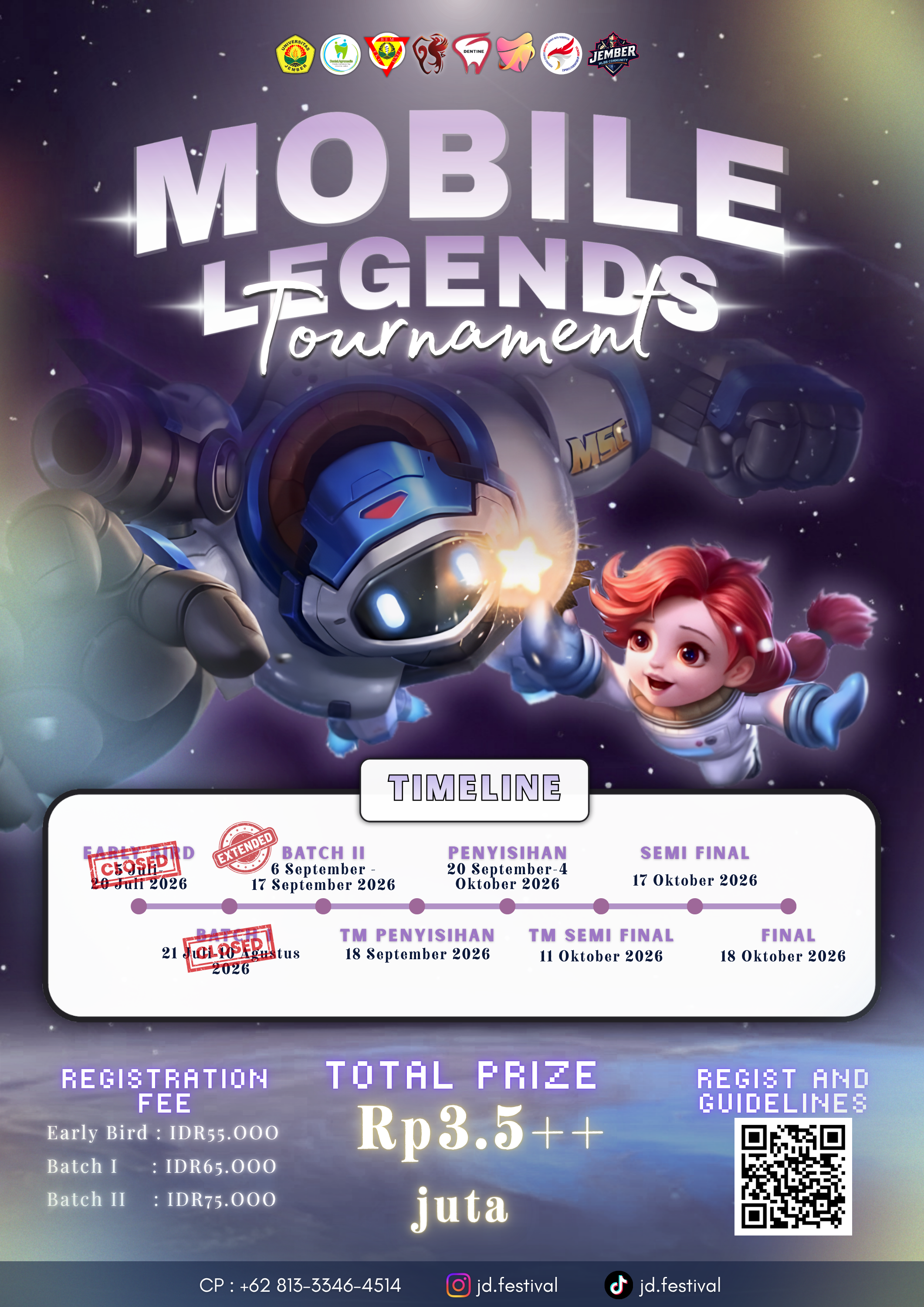 Brosur JEMBER DENTISTRY (JD) FESTIVAL MOBILE LEGENDS TOURNAMENT 2026
